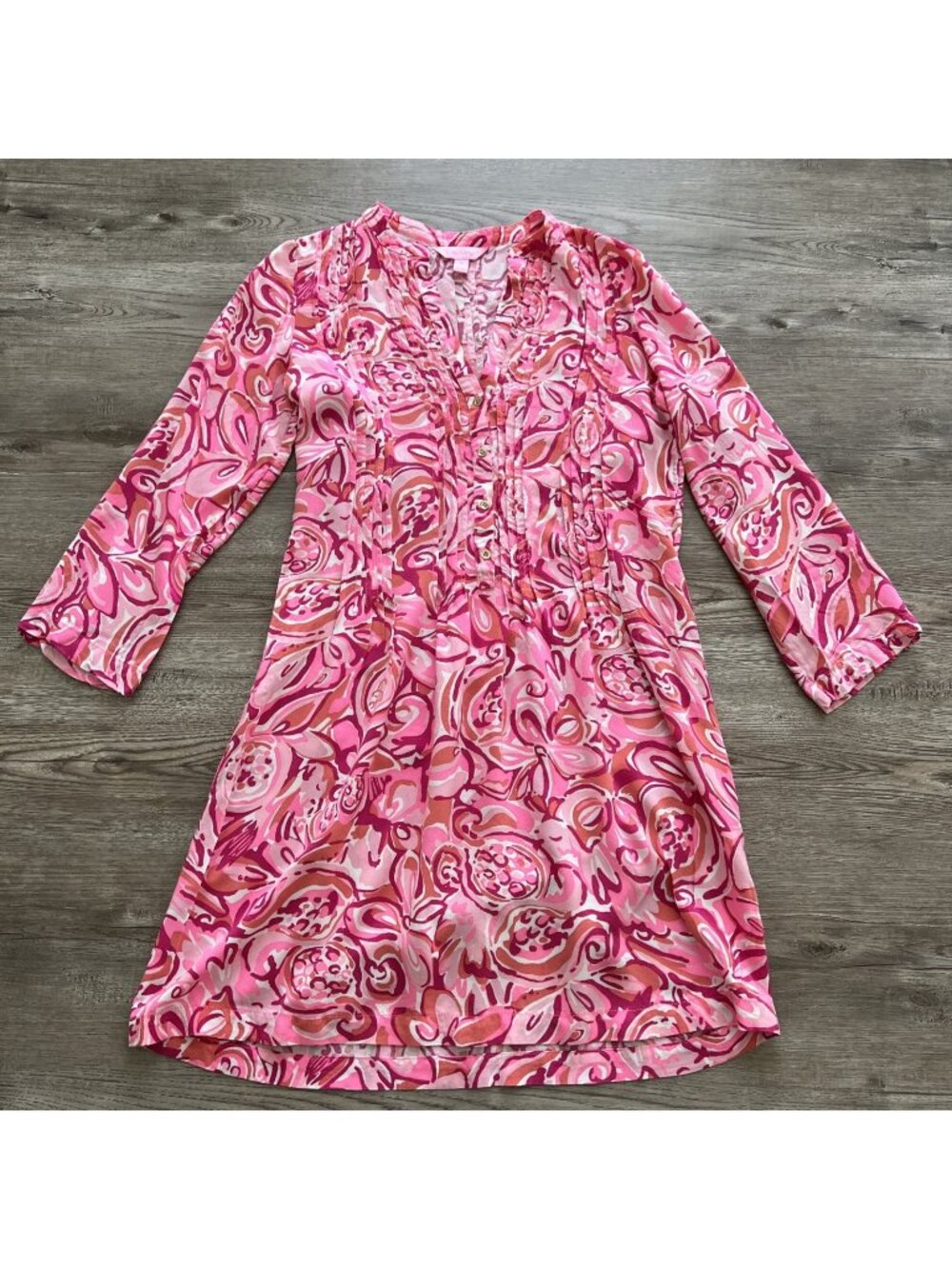 Lilly Pulitzer Sarasota Tunic Dress Womens XS Pink Mango Salsa Paisley Print